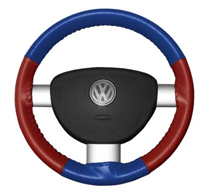 Wheelskins Steering Wheel Cover - Eurotone (Cobalt Top / Red Sides)