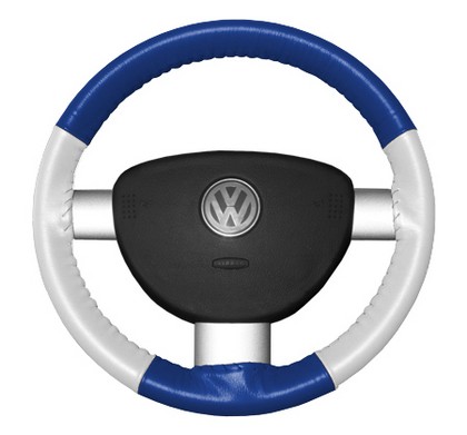 Wheelskins Steering Wheel Cover - Eurotone (Cobalt Top / White Sides)