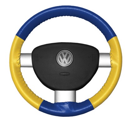 Wheelskins Steering Wheel Cover - Eurotone (Cobalt Top / Yellow Sides)