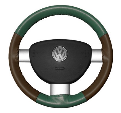 Wheelskins Steering Wheel Cover - Eurotone (Green Top / Brown Sides)