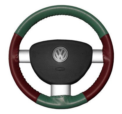 Wheelskins Steering Wheel Cover - Eurotone (Green Top / Burgundy Sides)