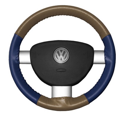 Wheelskins Steering Wheel Cover - Eurotone (Oak Top / Blue Sides)