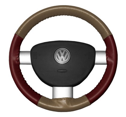 Wheelskins Steering Wheel Cover - Eurotone (Oak Top / Burgundy Sides)