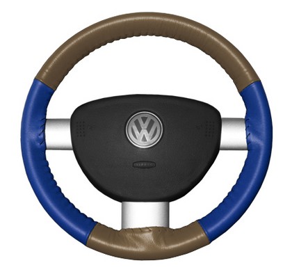 Wheelskins Steering Wheel Cover - Eurotone (Oak Top / Cobalt Sides)