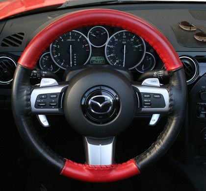 Wheelskins Steering Wheel Cover - Eurotone (Red Top / Black Sides)