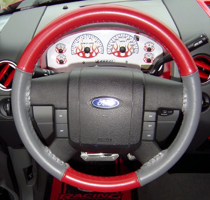 Wheelskins Steering Wheel Cover - Eurotone (Red Top / Grey Sides)