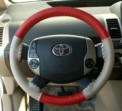 Wheelskins Steering Wheel Cover - Eurotone (Red Top / Sand Sides)