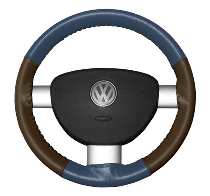 Wheelskins Steering Wheel Cover - Eurotone (Sea Blue Top / Brown Sides)