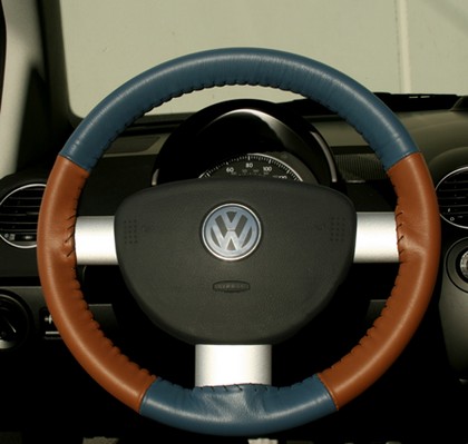 Wheelskins Steering Wheel Cover - Eurotone (Sea Blue Top / Tan Sides)