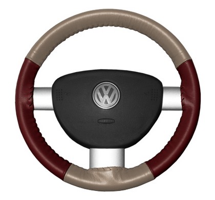 Wheelskins Steering Wheel Cover - Eurotone (Sand Top / Burgundy Sides)