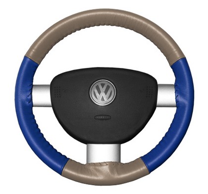 Wheelskins Steering Wheel Cover - Eurotone (Sand Top / Cobalt Sides)