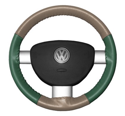 Wheelskins Steering Wheel Cover - Eurotone (Sand Top / Green Sides)