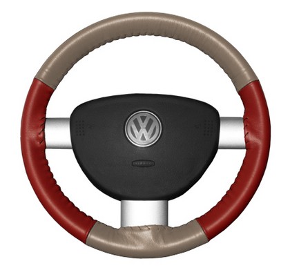 Wheelskins Steering Wheel Cover - Eurotone (Sand Top / Red Sides)