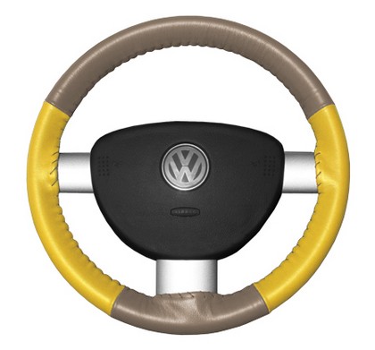 Wheelskins Steering Wheel Cover - Eurotone (Sand Top / Yellow Sides)