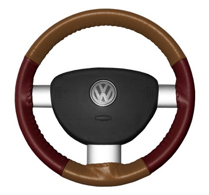 Wheelskins Steering Wheel Cover - Eurotone (Tan Top / Burgundy Sides)