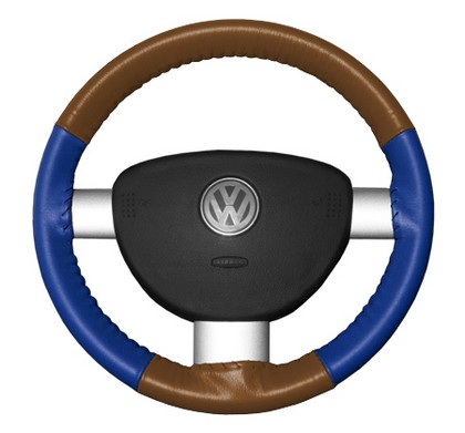 Wheelskins Steering Wheel Cover - Eurotone (Tan Top / Cobalt Sides)