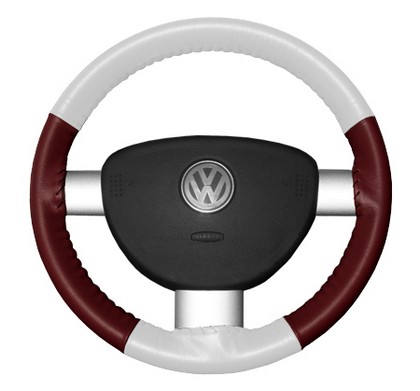 Wheelskins Steering Wheel Cover - Eurotone (White Top / Burgundy Sides)