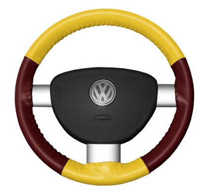 Wheelskins Steering Wheel Cover - Eurotone (Yellow Top / Burgundy Sides)