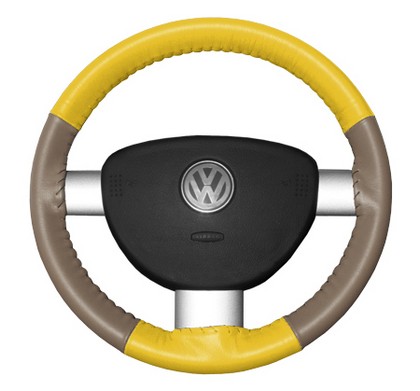 Wheelskins Steering Wheel Cover - Eurotone (Yellow Top / Sand Sides)