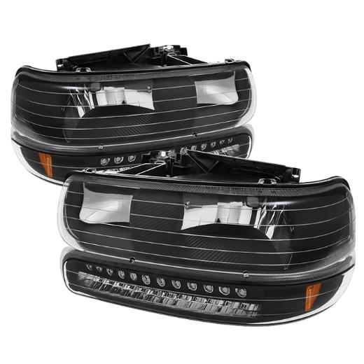 Xtune Headlights With LED Bumper Lights - Amber - Black