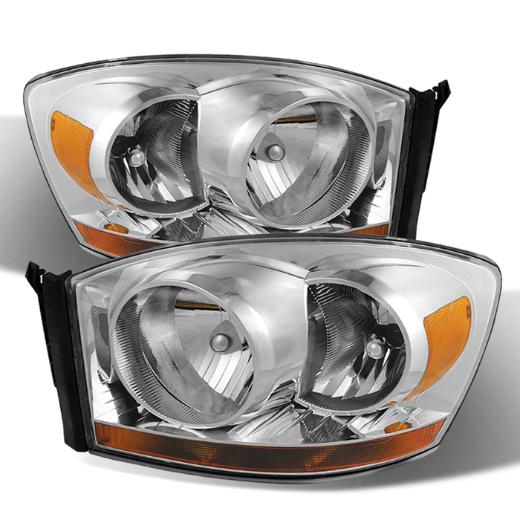 Xtune Chrome Bezel & Amber Bar Headlights - Chrome