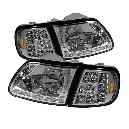 Xtune Crystal Headlights with Clear LED Corners - Chrome