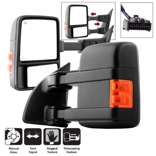 Xtune L&R Manual Extendable - Manual Adjust Mirror with LED Signal Amber - LEFT