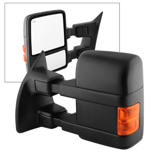 Xtune Manual Extendable - POWER Heated Adjust Mirror with LED Signal Amber - LEFT