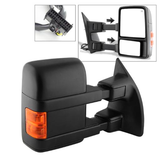 Xtune Manual Extendable - POWER Heated Adjust Mirror with LED Signal Amber- Right