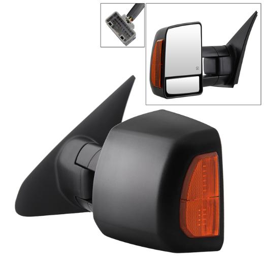 Xtune Power Heated Amber LED Signal Telescoping Mirror - Left