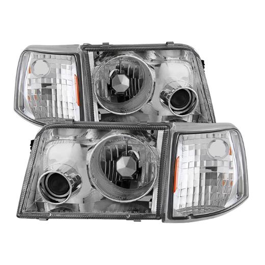 Xtune Projector Headlights With Corner Lights- Chrome