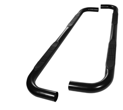 Xtune 3 Inch Round Side Step Bar - Powder Coated - Black